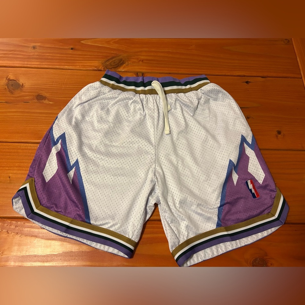 Utah Jazz people and white mountain shorts